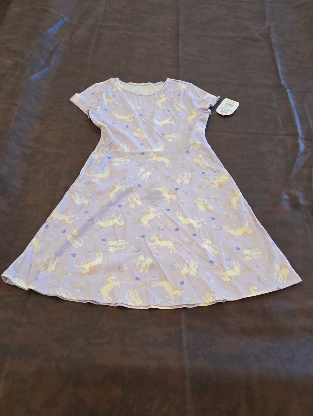 A2 Purple And White Wonder Nation Unicorn Dress Size L